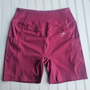 Gymshark Maroon Athletic Gym Shorts Work Pockets Womens Large